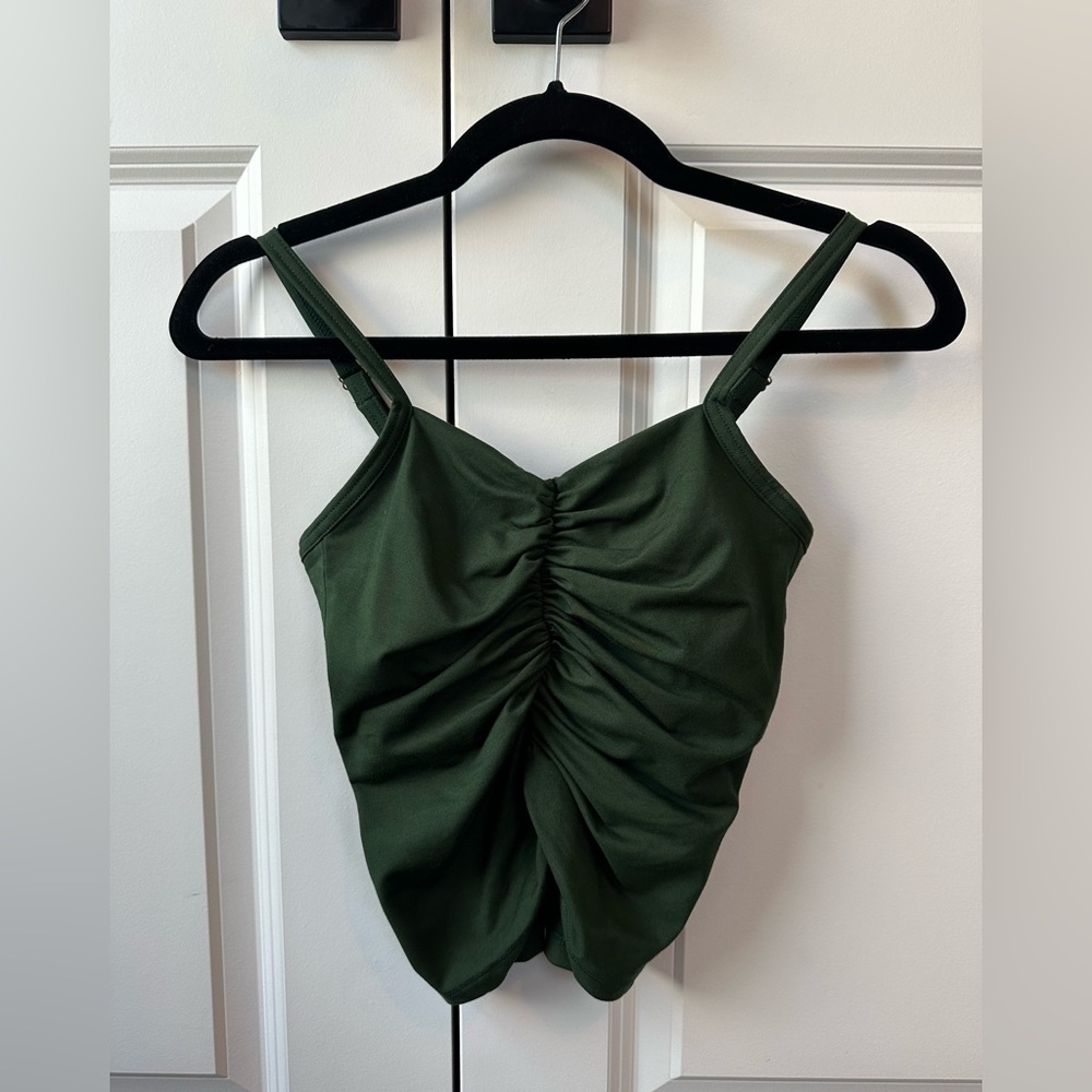 Free Label Ruched Tank Top Green NWOT Size XS